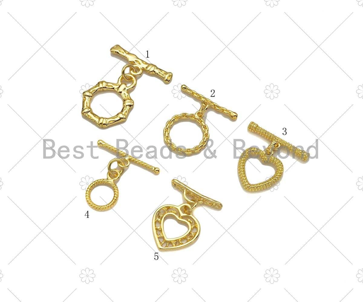 1 Set Round Ring/Heart With Bar Toggle Clasp,Necklace Bracelet Gold Toggle Clasp,21x15mm/20x13mm/20x13mm/20x9mm/16x14mm, Sku#JL25