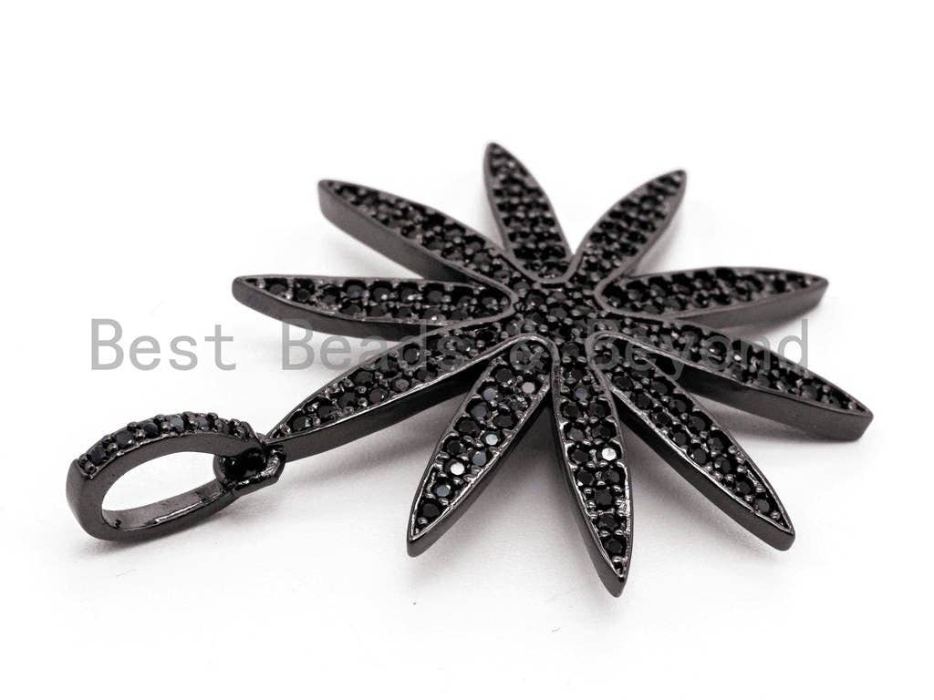 Black CZ Pave On Black Micro Pave Star Pendant/Charm,Cubic Zirconia Paved Charm, Necklace Bracelet Charm Pendant, 28x32mm,1pc, sku#F384