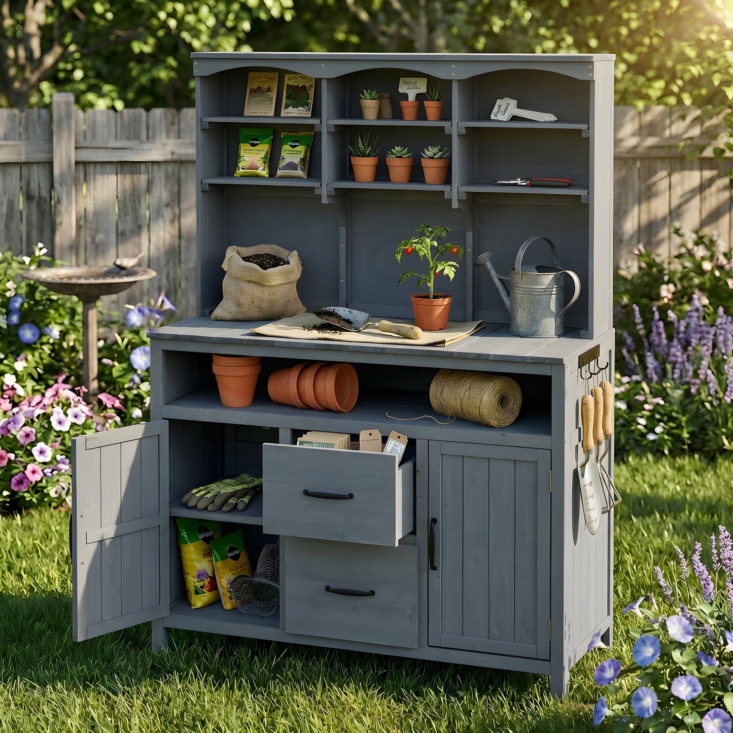 TOPMAX Large Fir Wood Potting Bench