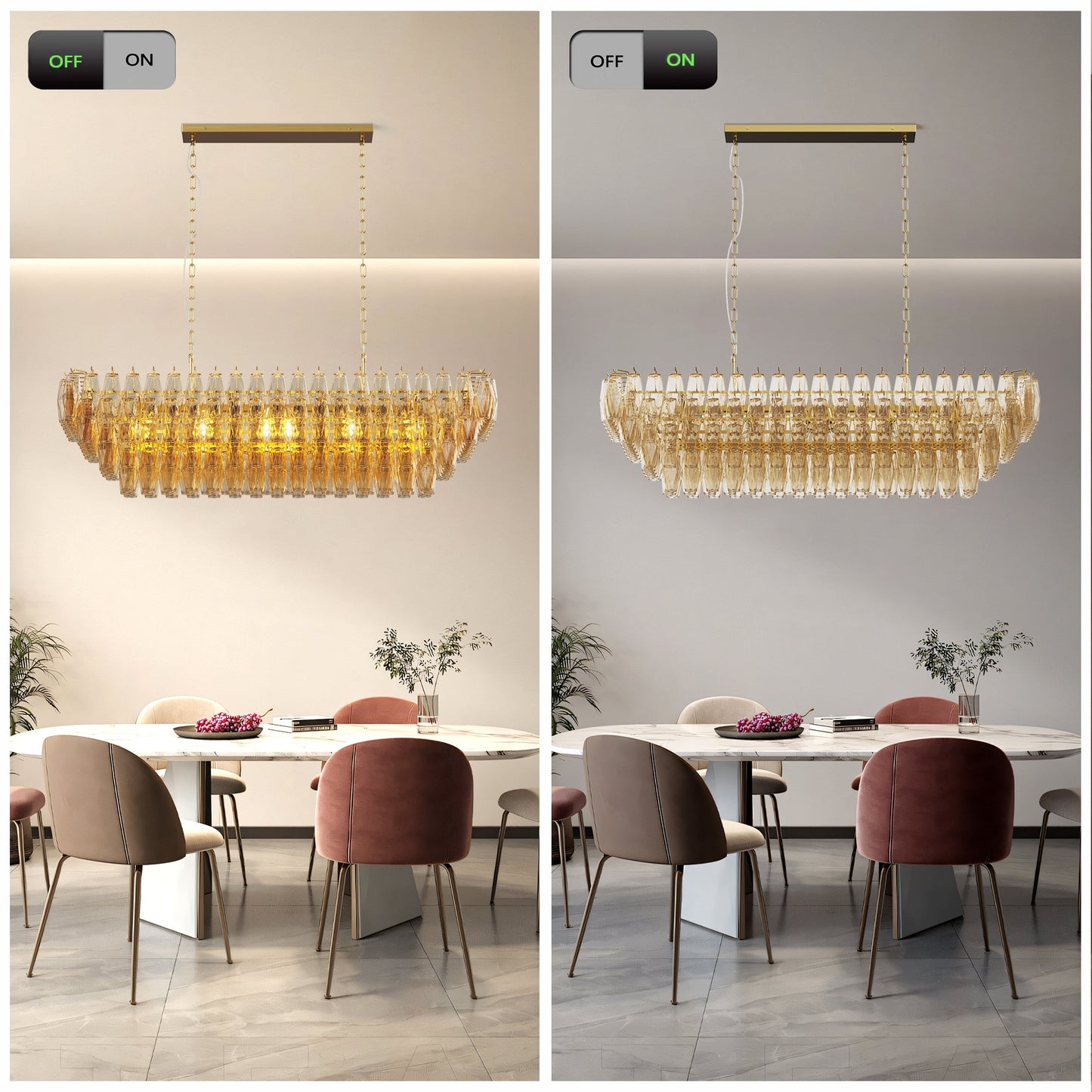 Modern Chandeliers for Dining Room, 54" Large Rectangle