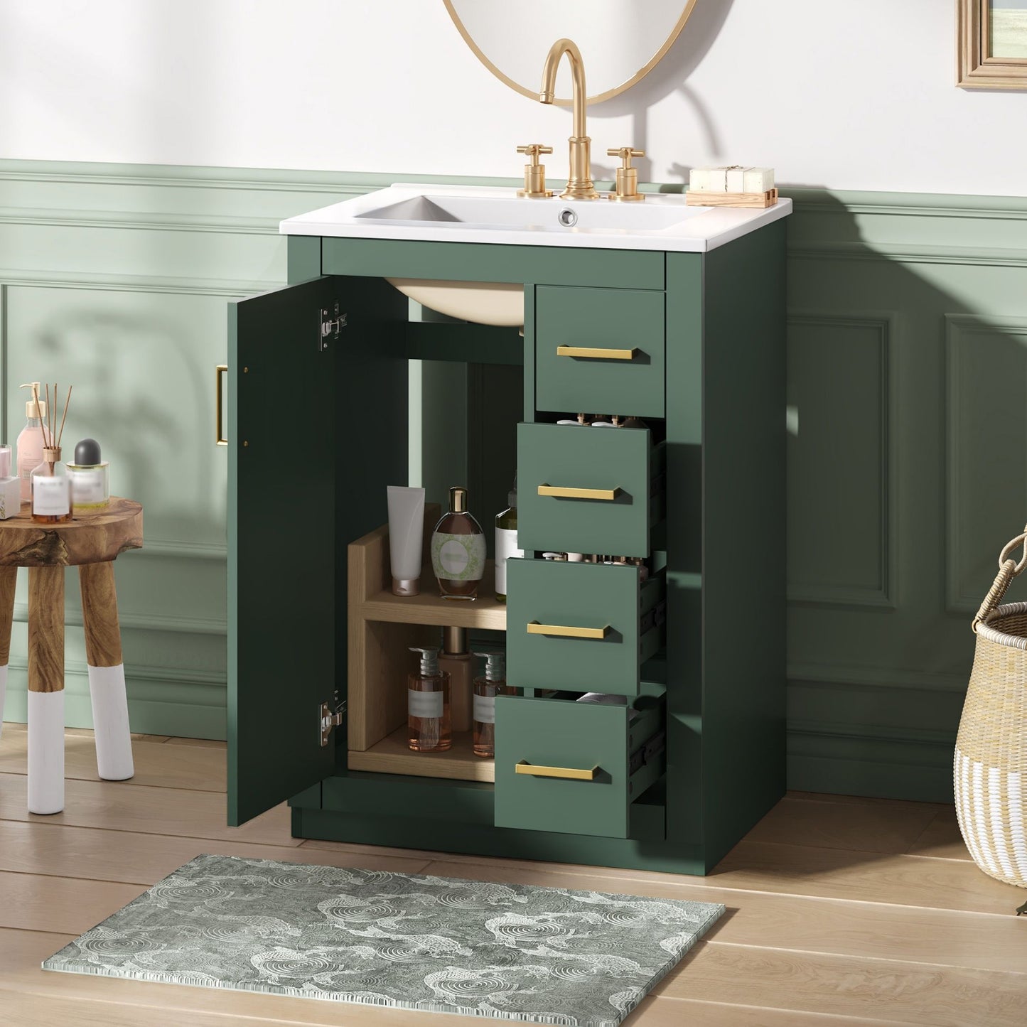 Modern Bathroom Vanity With 1 Door And 3 Drawers