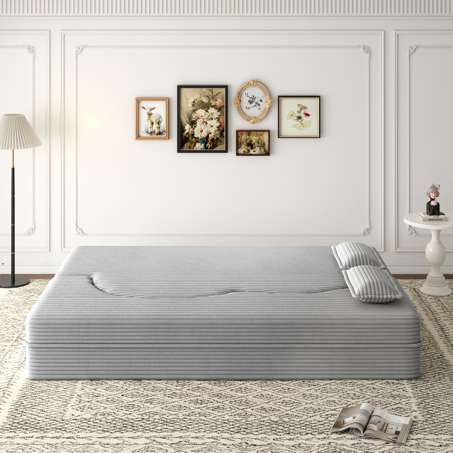 Modern Floor Sofa with 2 Pillows