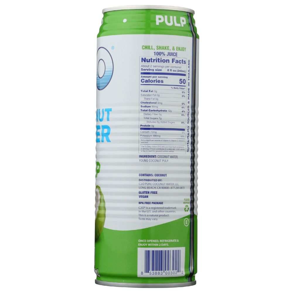 C2O Coconut Water - Hydrating, All-Natural Pulp from Thailand| 17.5oz