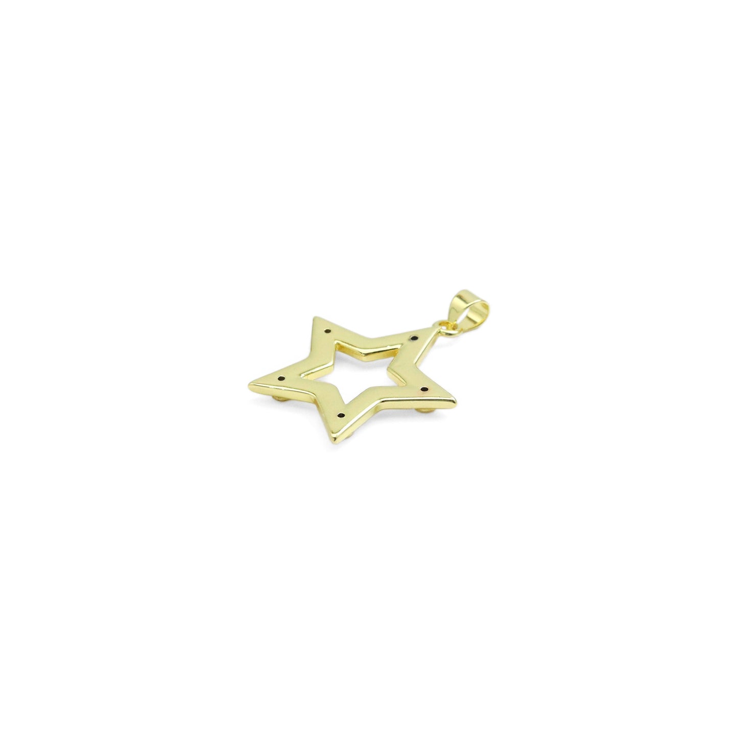CZ Gold Five Point Star Frame star Charm, Sku#LK911