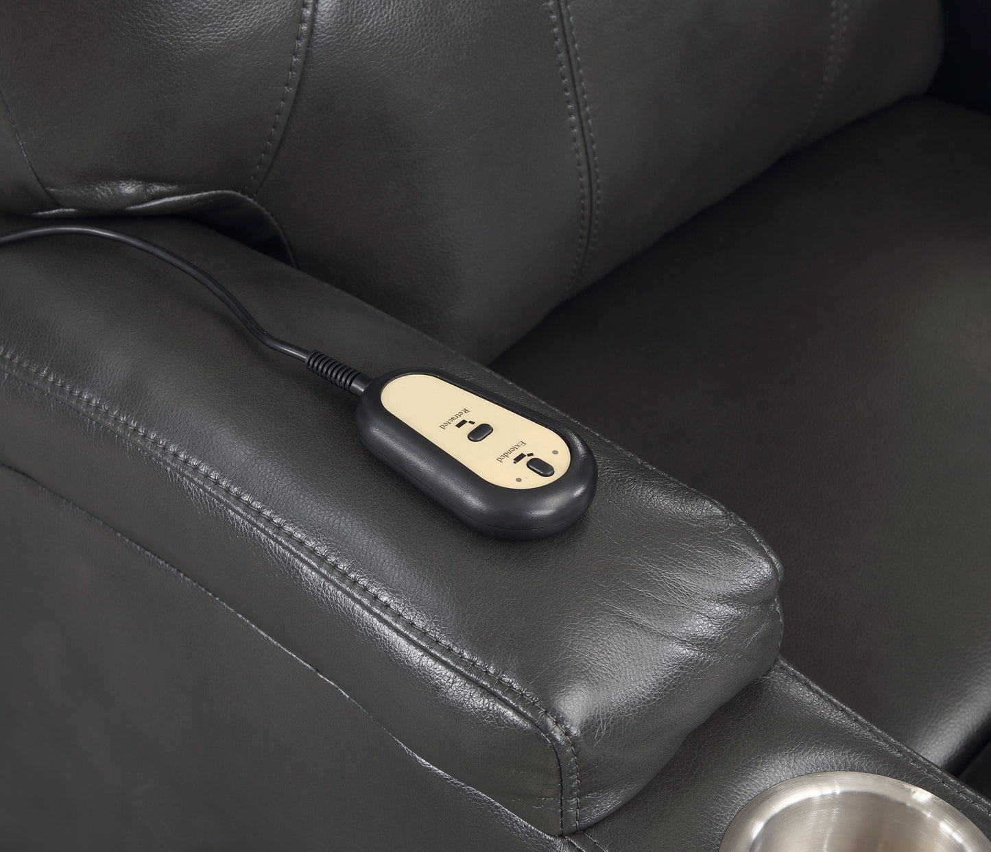 Gunmetal Leather Aire Recliner with Power Lift & Massage