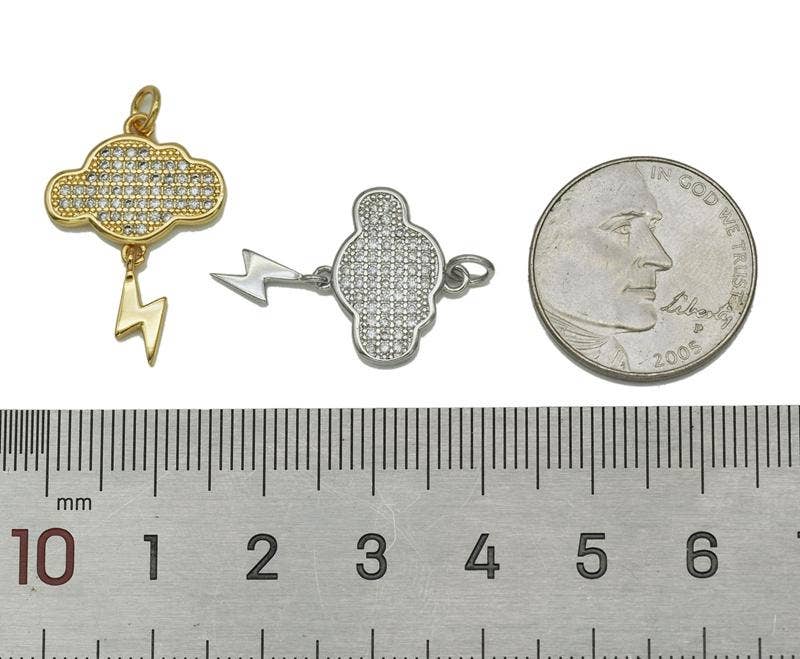 CZ Cloud Lighting Charm, Sku#Z1437