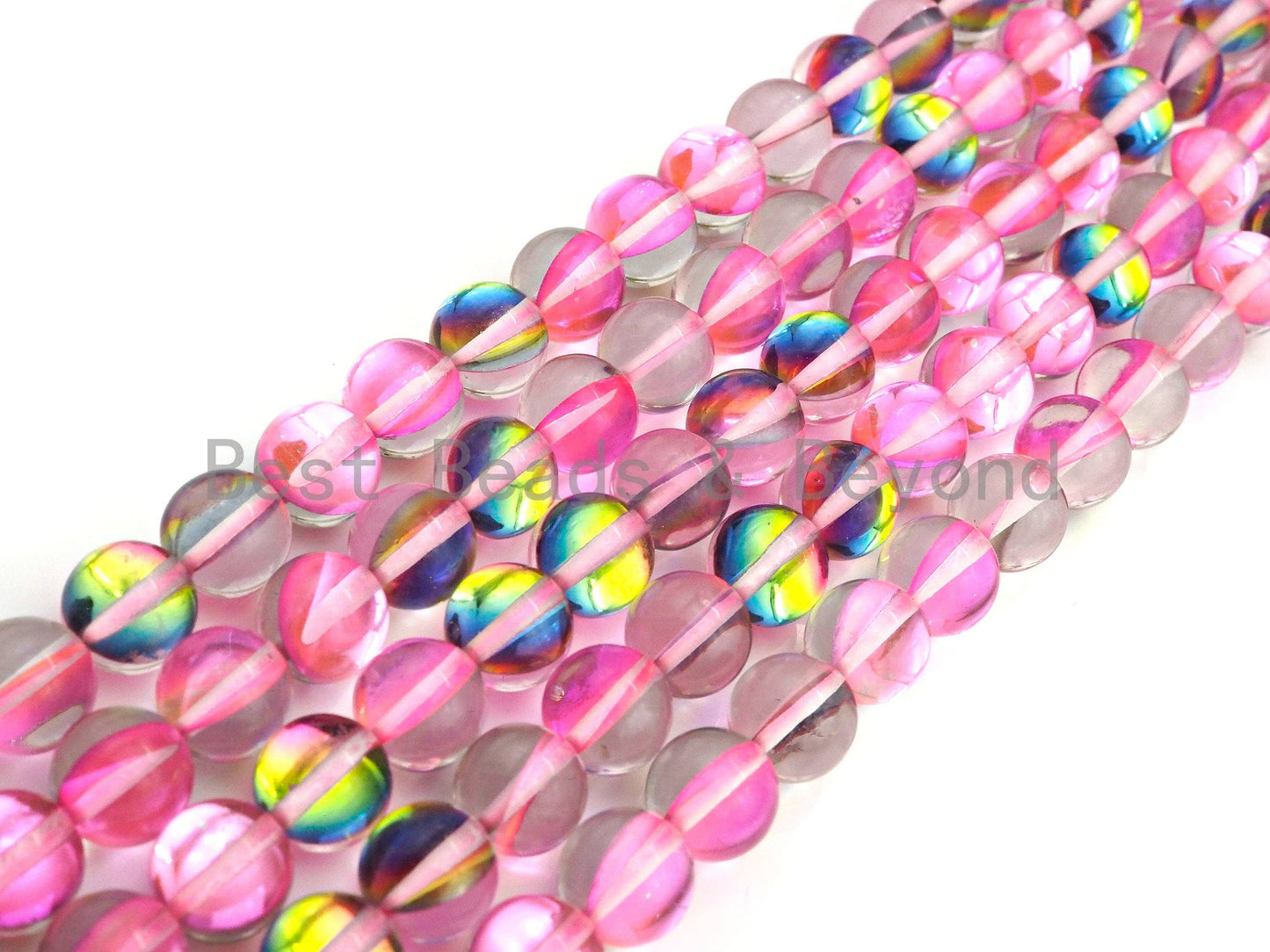NEW Color!! Pink Spectrolite Quartz, High Quality in Round 8mm/10mm, Manmade Crystal beads, 15.5inch strand, SKU#U836