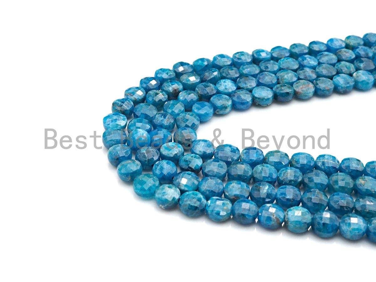 High Quality Natural Apatite Checkerboard Cut Coin Shape beads, 8mm/10mm Turtle Shell Cut Apatite Beads, 16" Full strand, sku#UA48