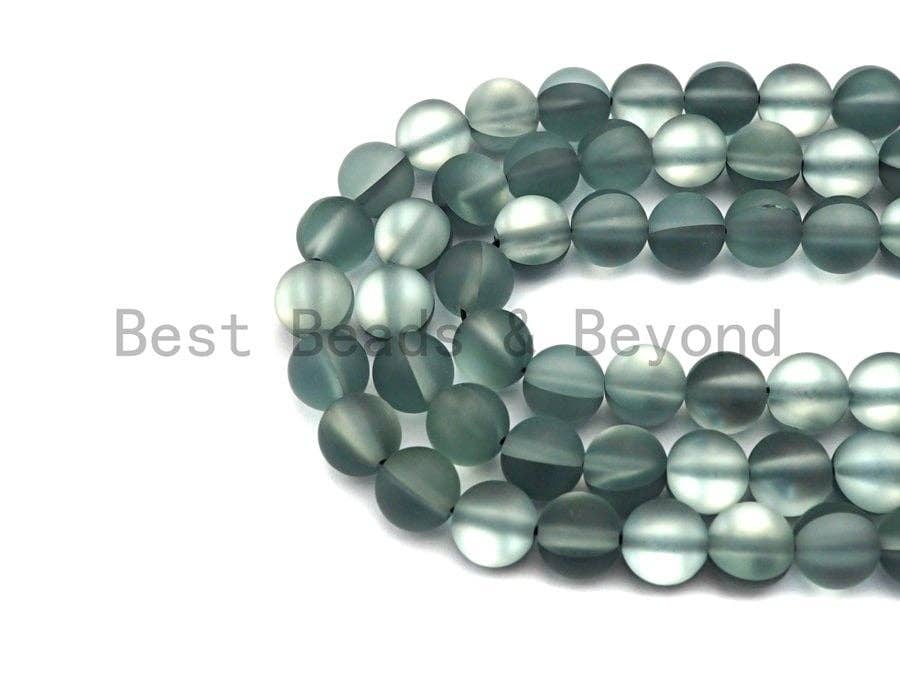 New Dark Silver Gray Atrovirens Spectrolite Quartz, Aura Crystal Round 6mm/8mm/10mm/12mm beads, Manmade Moonstone, 15.5inch strand, SKU#U521