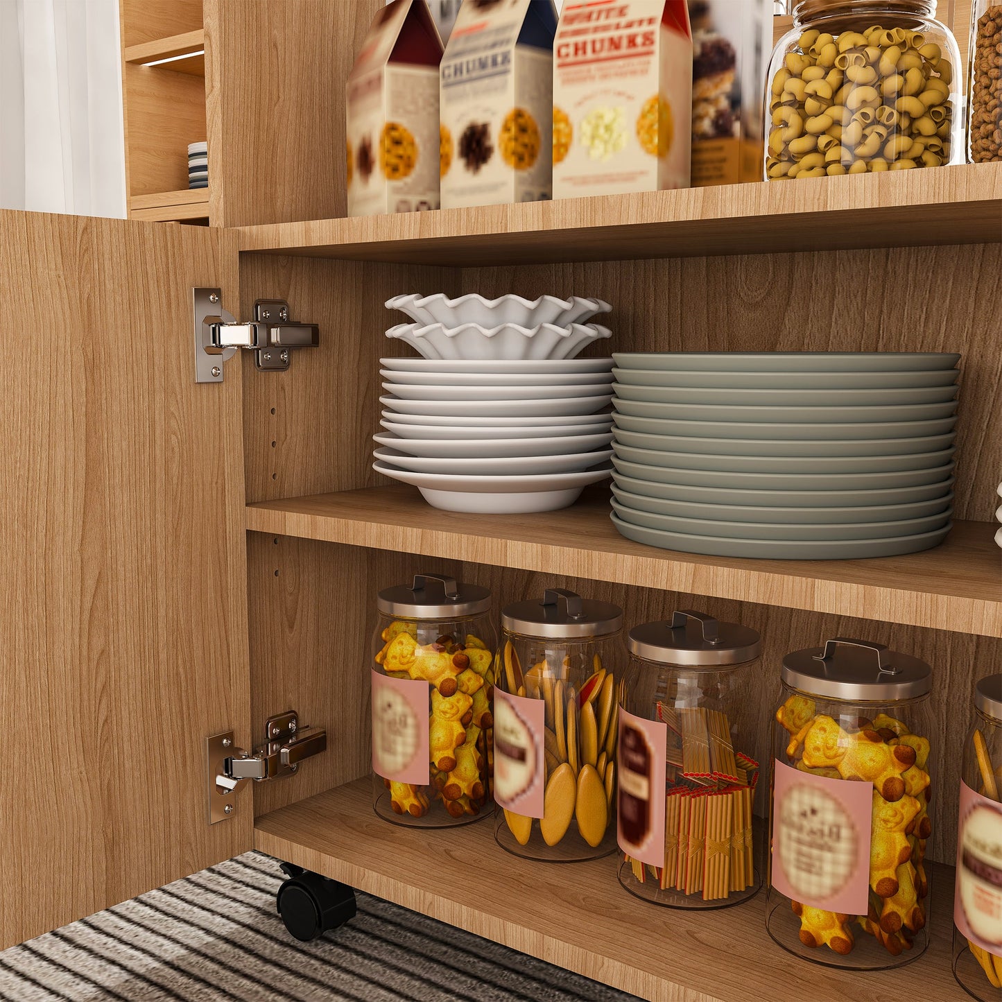 Multi-Functional Folding Table with Storage Shelves and Wheels