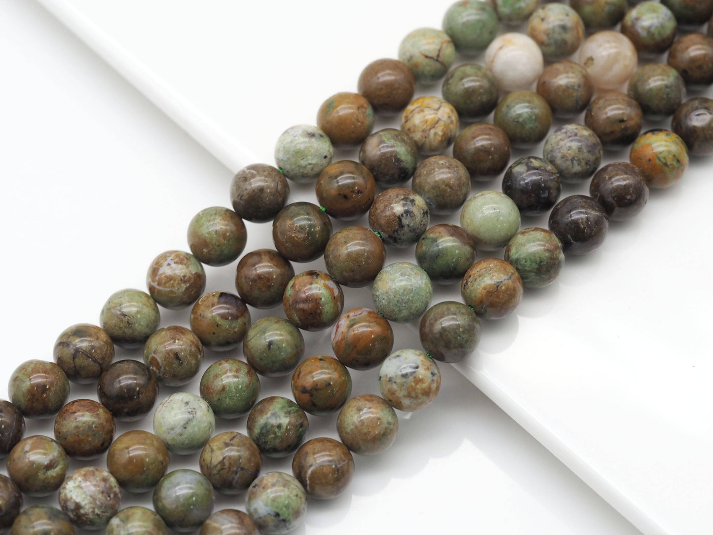 Genuine Green Opal Round Smooth Beads, Sku#U1370