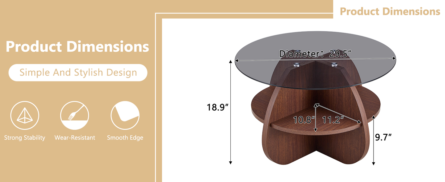 Creative Cross-Structure Round Coffee Table