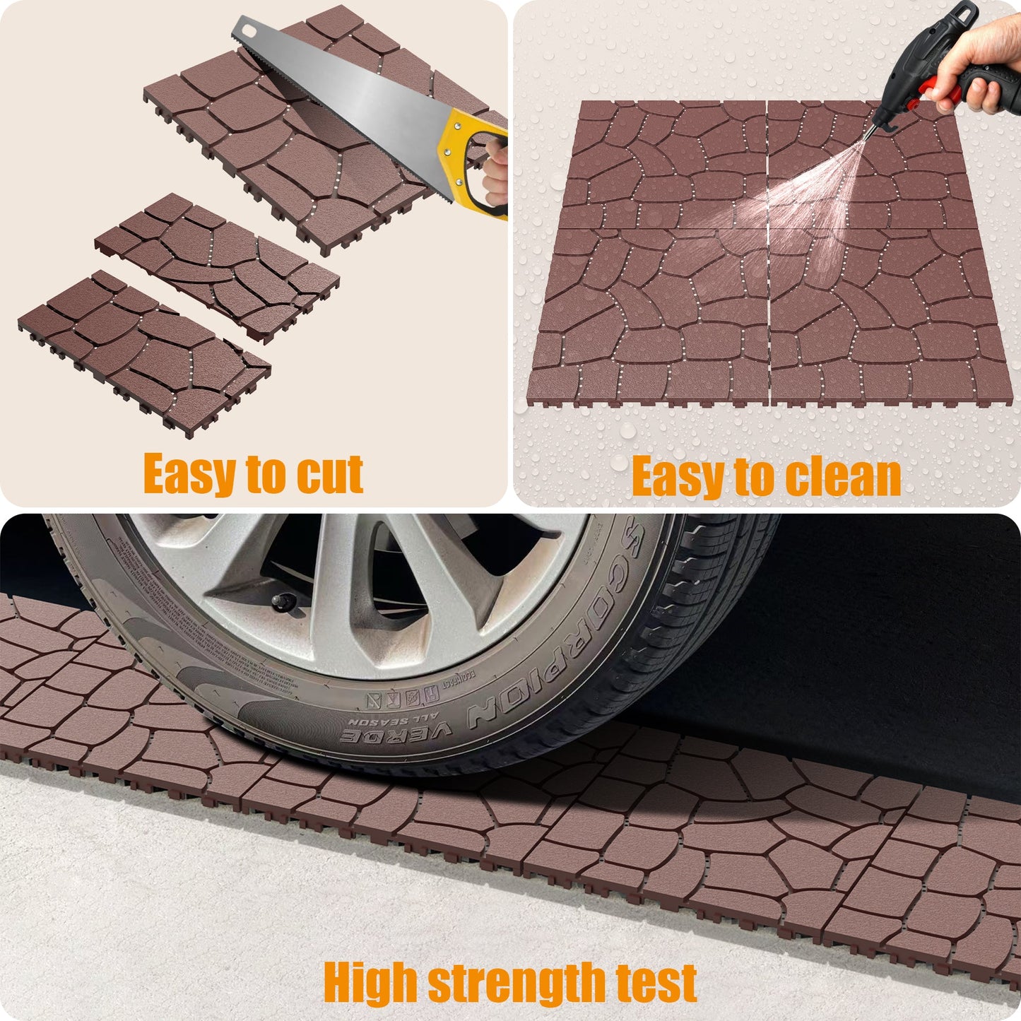 12" Stone Texture Patio Deck Tiles