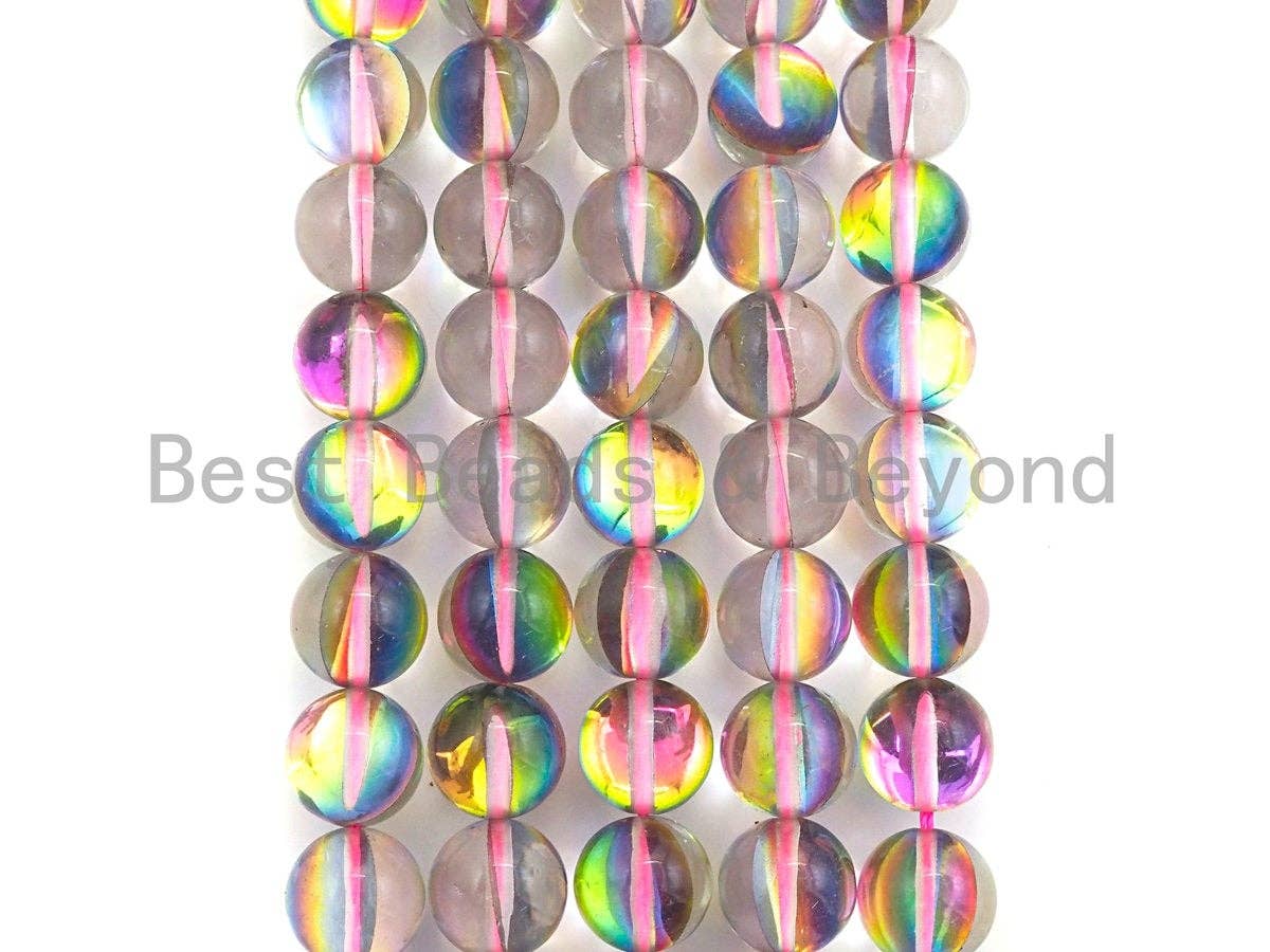Aura Pinkish Rainbow Spectrolite Quartz, 8mm/10mm Round beads, sku#U599C