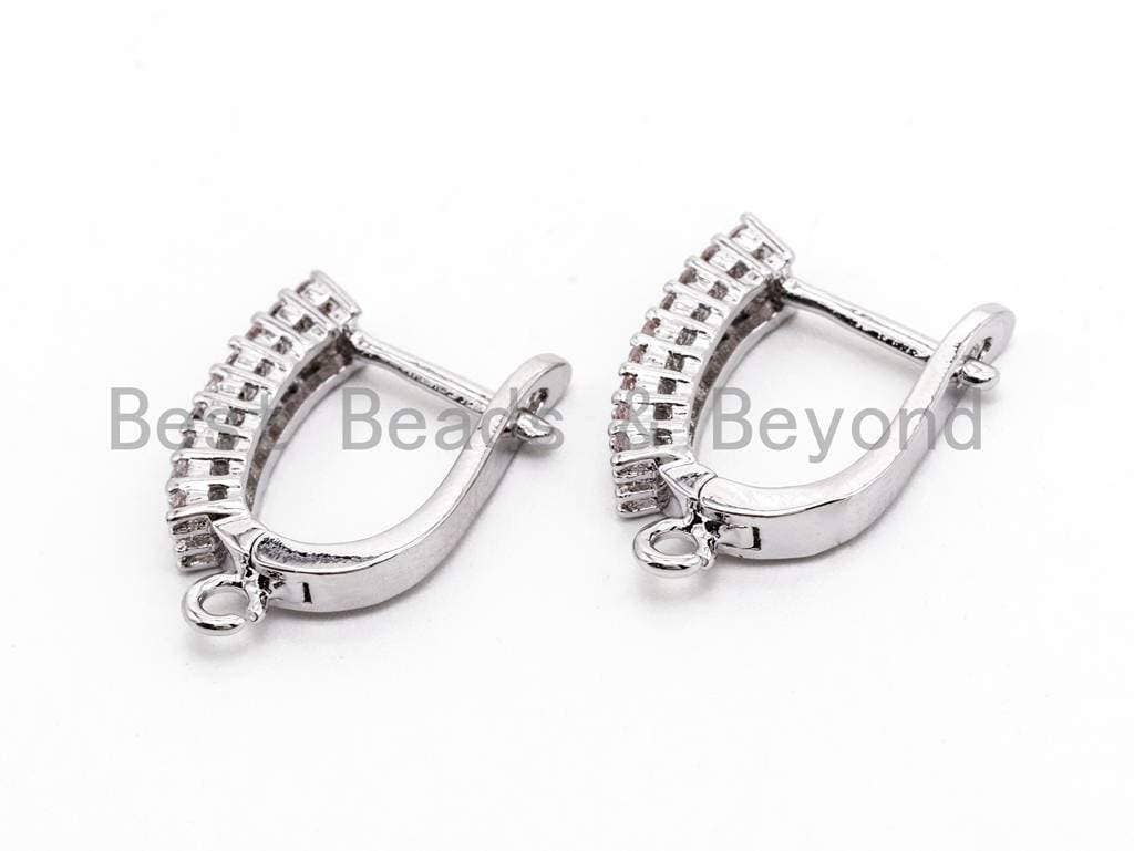 CZ Micro Pave Double CZ Stud Latch Back Earring, sku#J28