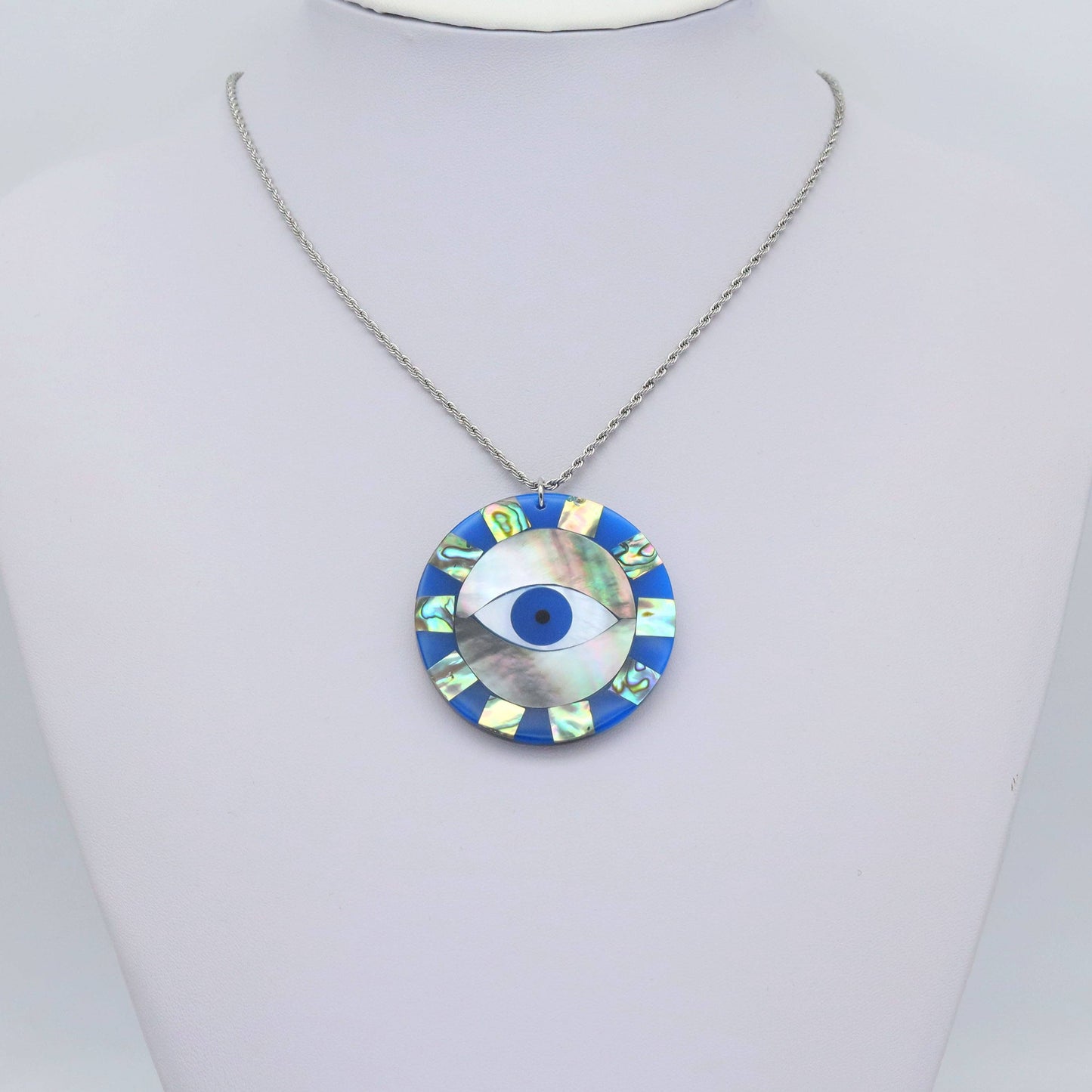 Large Blue Pearl Evil Eye Charm, Sku#LX458