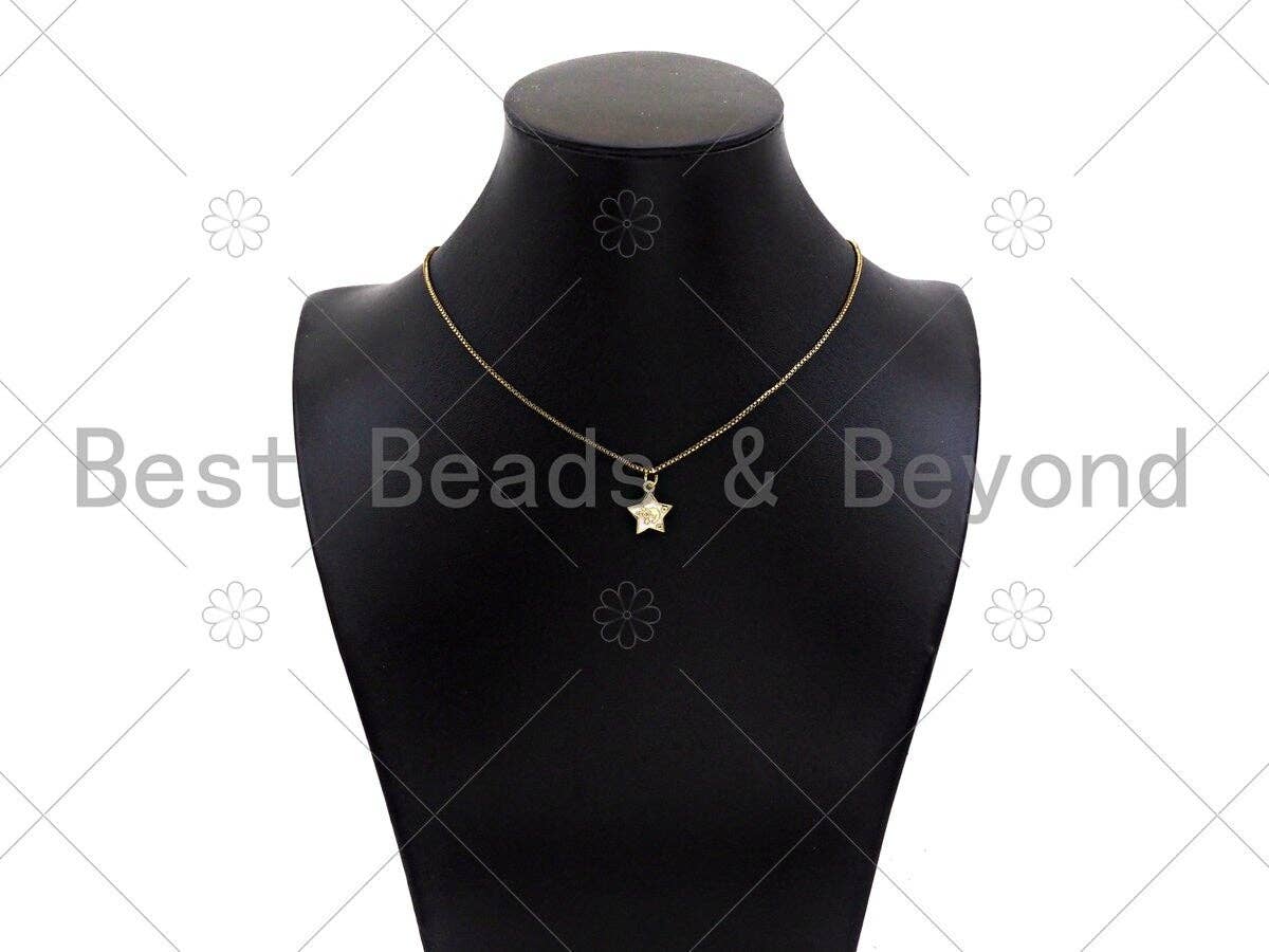 Gold Filled Colorful Enamel Five Star Shape Pendant,CZ Micro Pave 18K Gold Filled Moon Enamel Pendant,Enamel Jewelry,mm,Sku#LK344