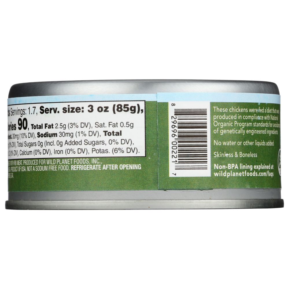 WILD PLANET: Organic Roasted Chicken Breast With Rib Meat No Salt Added, 5 oz