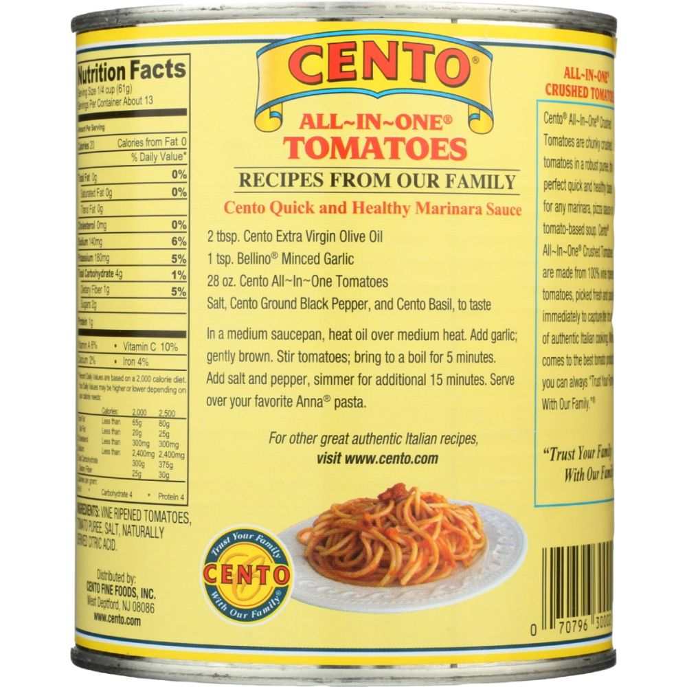 CENTO All In One Crushed Tomatoes -  For Chili Marinara Recipes 28 oz