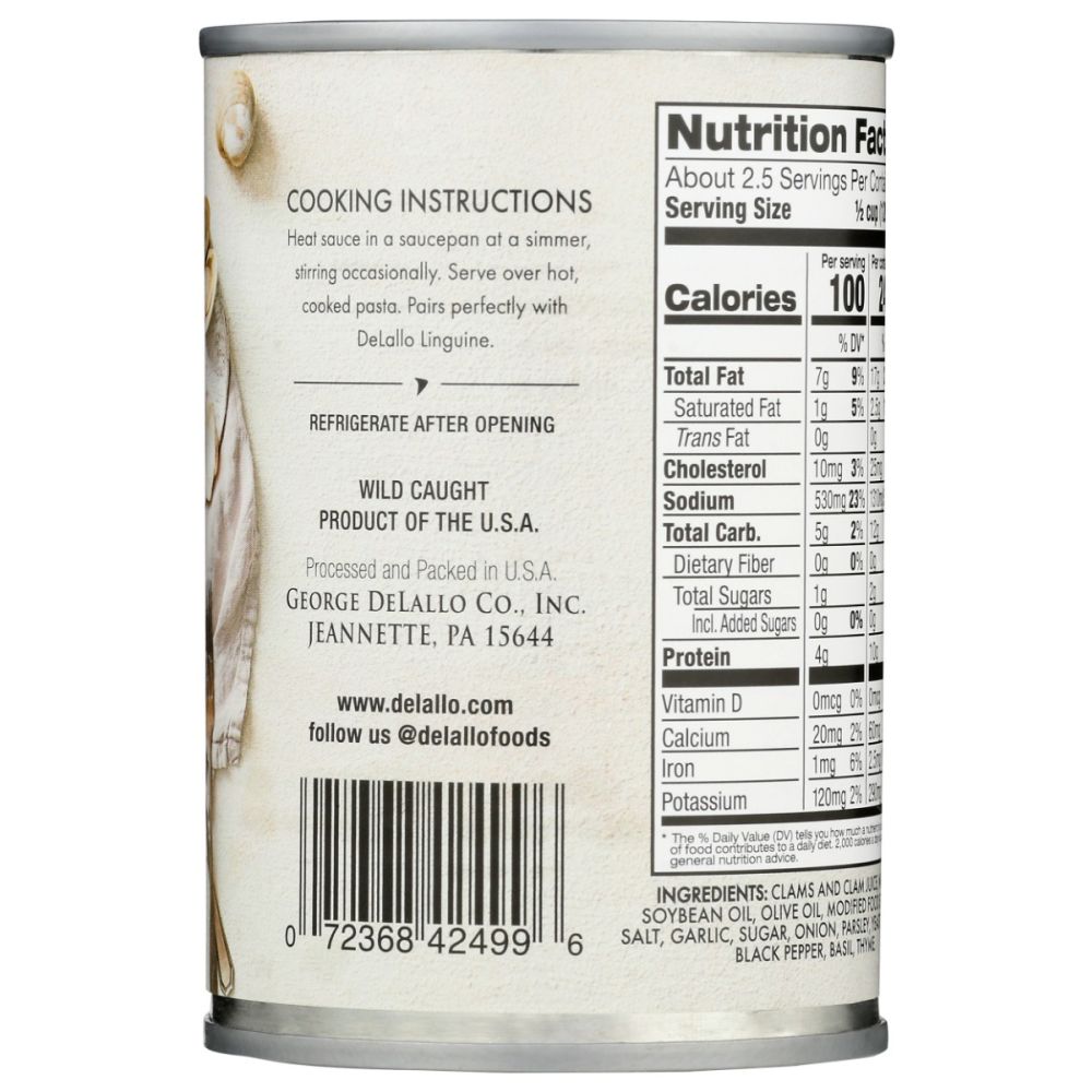 DELALLO: White Clam Sauce, 10.5 oz