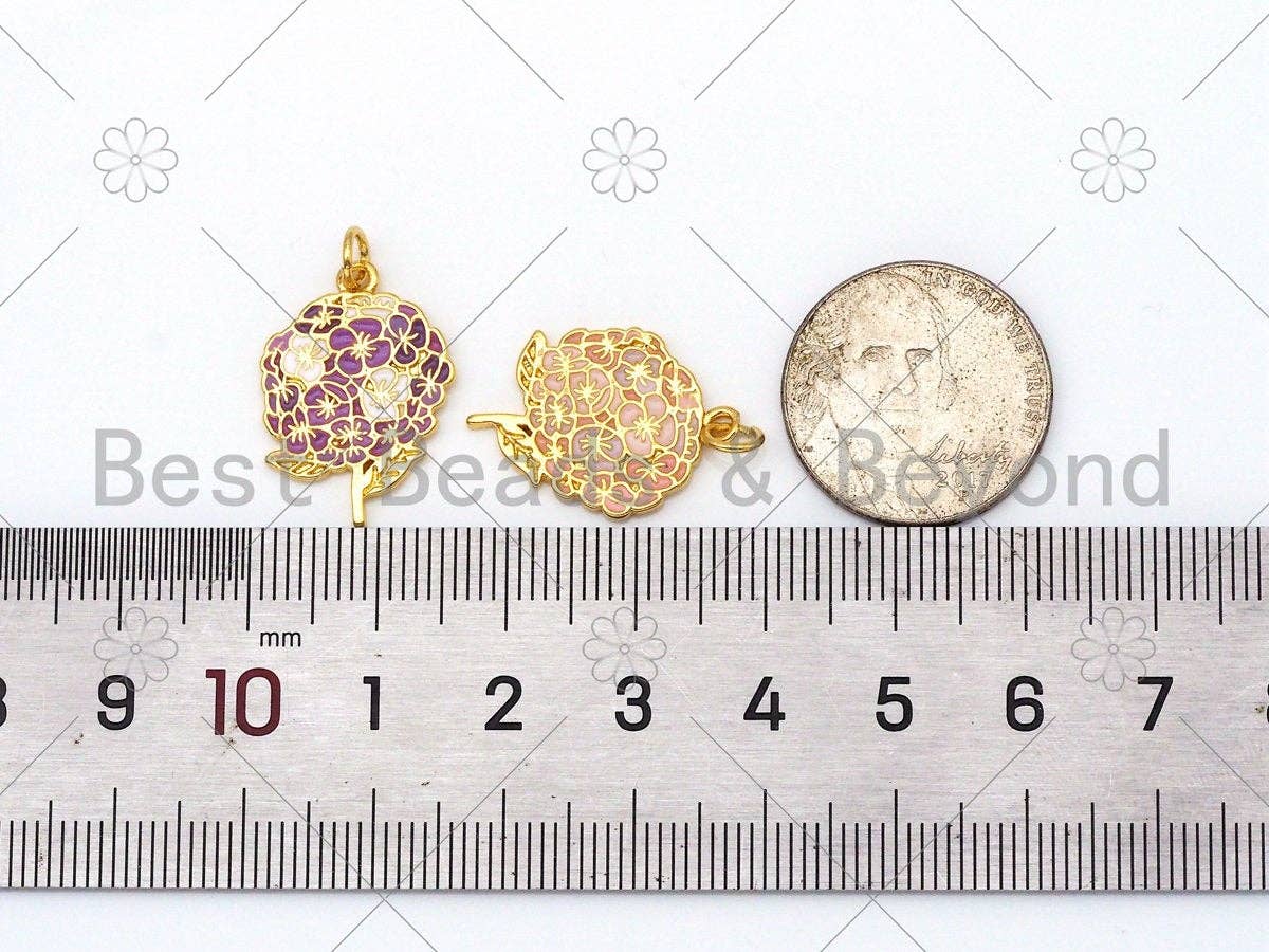 NEW Enamel Colorful Flower Shape Pendant,18K Gold Filled Flower Charm,Enamel Pendant,Enamel Jewelry,15x22mm,Sku#LK390