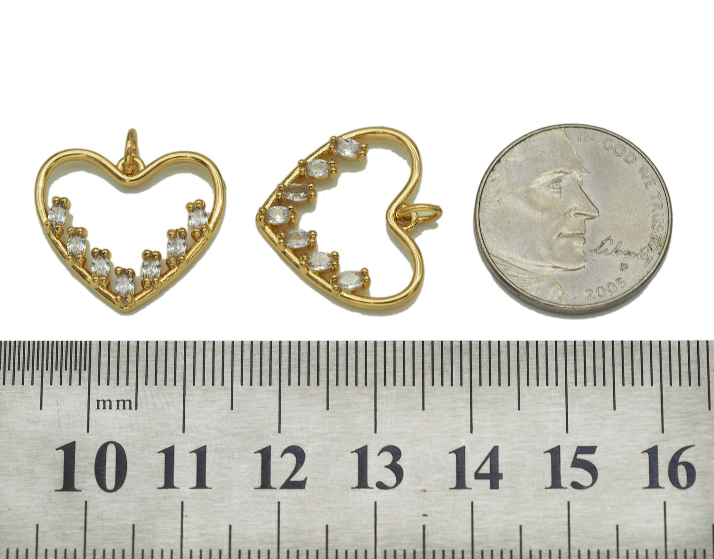 CZ Heart Frame Charm, Sku#LK641