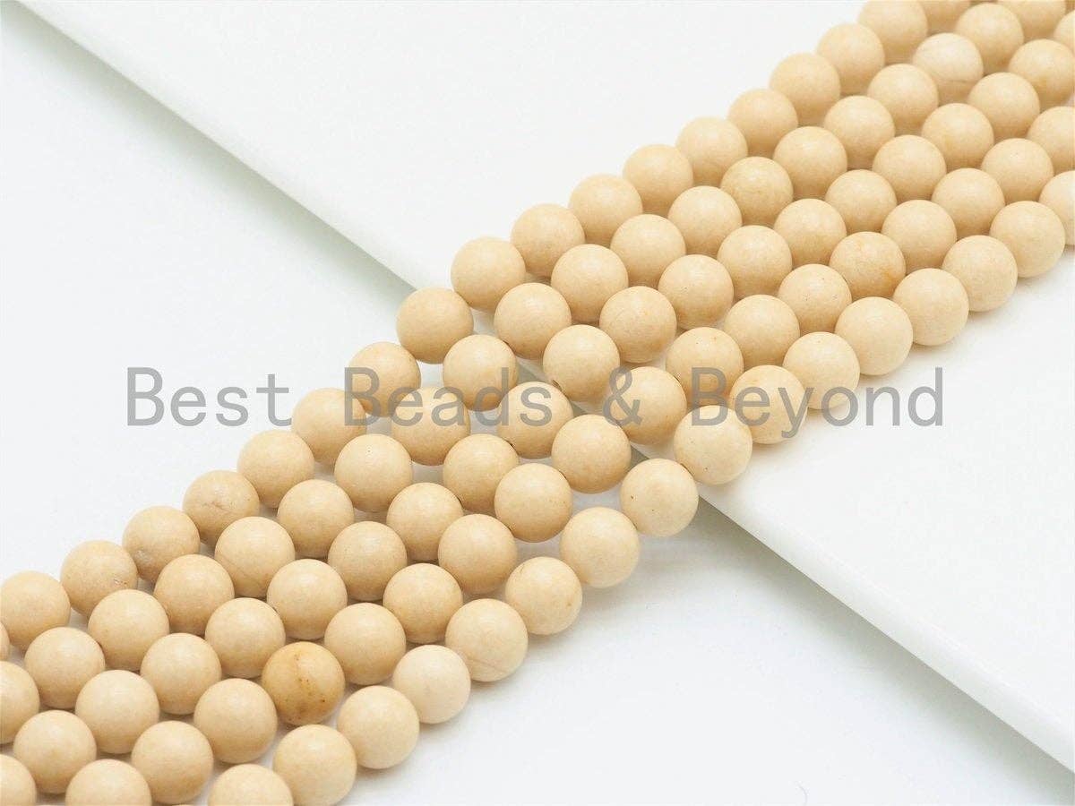 High Quality Wood Agate Beads, 6mm/8mm/10mm /12mm Cream Round Smooth Agate Beads,Loose Wood Agate Beads, 15.5inch strand, SKU#U423