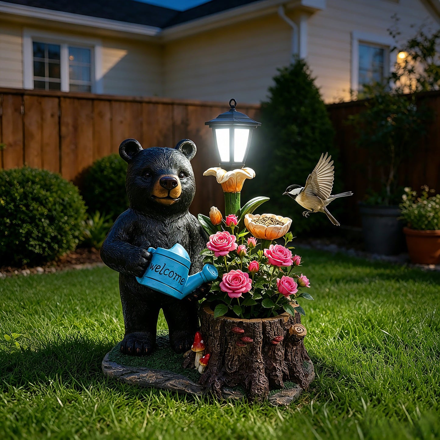 Standing Bear Figure with Planter
