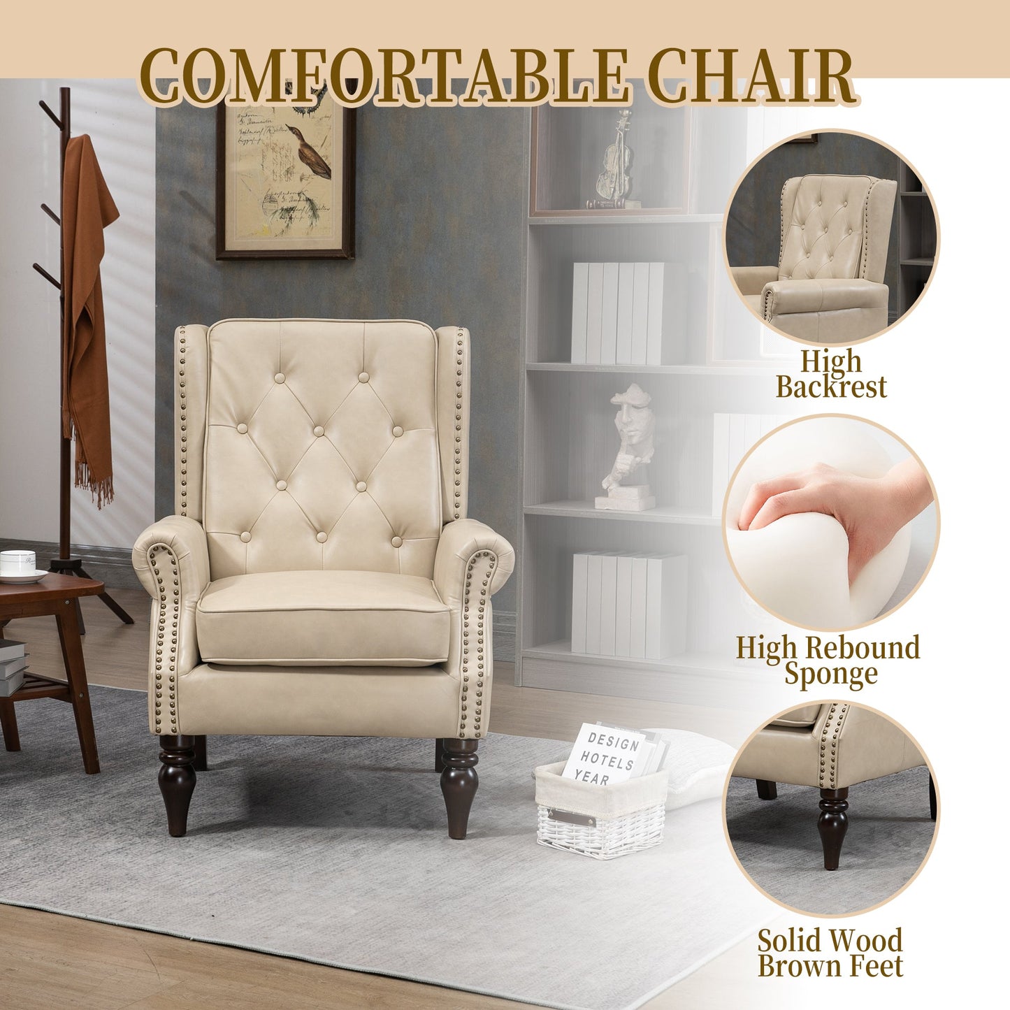 Wood Frame Armchair - Modern Accent Chair Lounge Chair