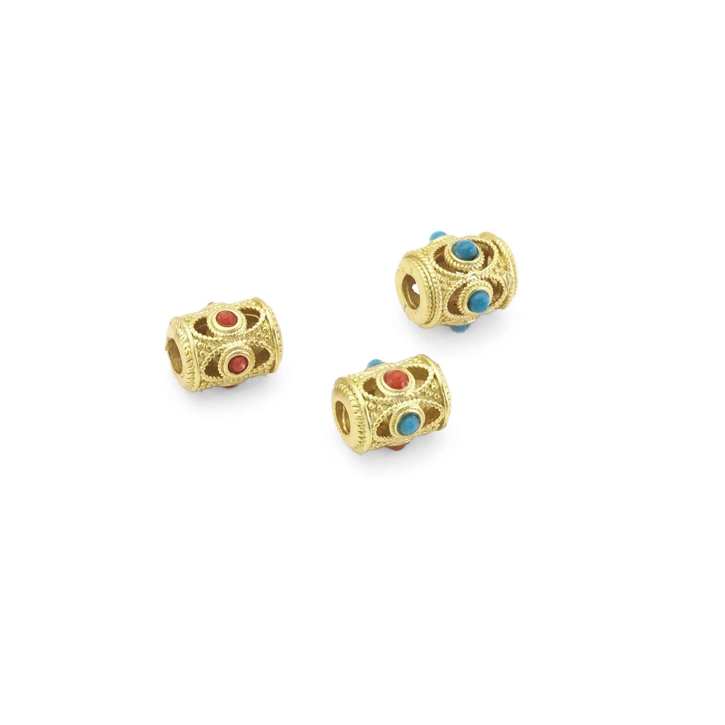 Gold Enamel Evil Eye On Tube Spacer Beads, Sku#LX65