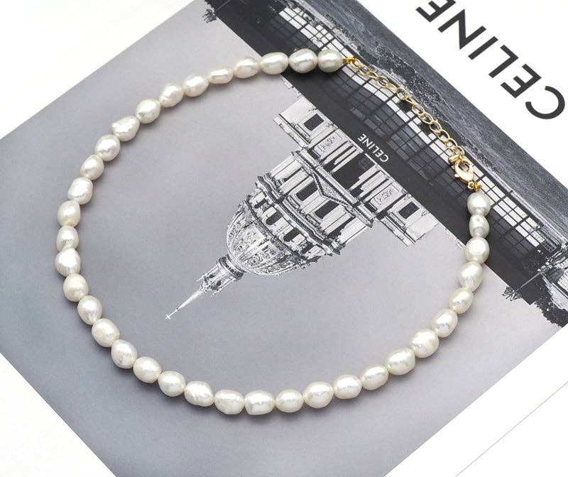 Freshwater Pearl Choker Necklace and Bracelet, Sku#EF250