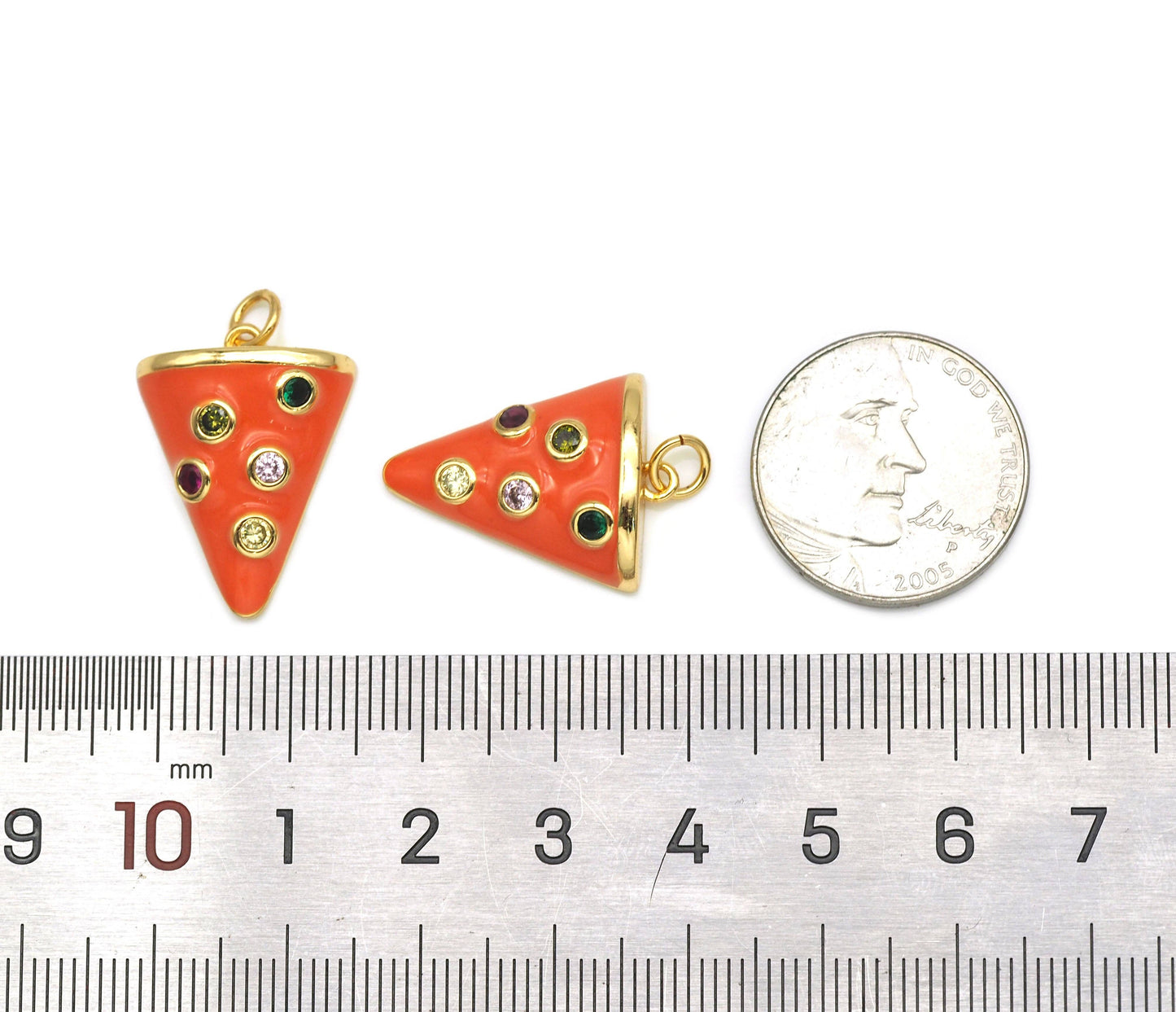 CZ Enamel Tirangle Charm, Sku#LK588