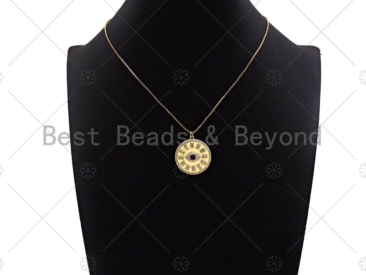 Bagutte CZ Micro Pave Evil Eye Large Pendant/Charm,Cubic Zirconia Charm, Necklace Bracelet Charm Pendant,26x28mm, Sku#L425