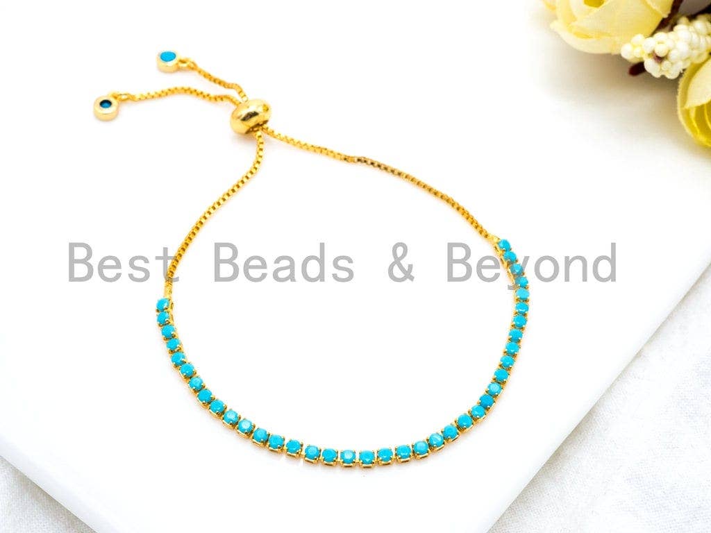 NEW Style Adjustable Bracelet, CZ Pave Turquoise Stud Bracelet Gold/Silver/Rose Gold/Gunmetal, Bridal Bracelet Jewelry,,SKU#P48C