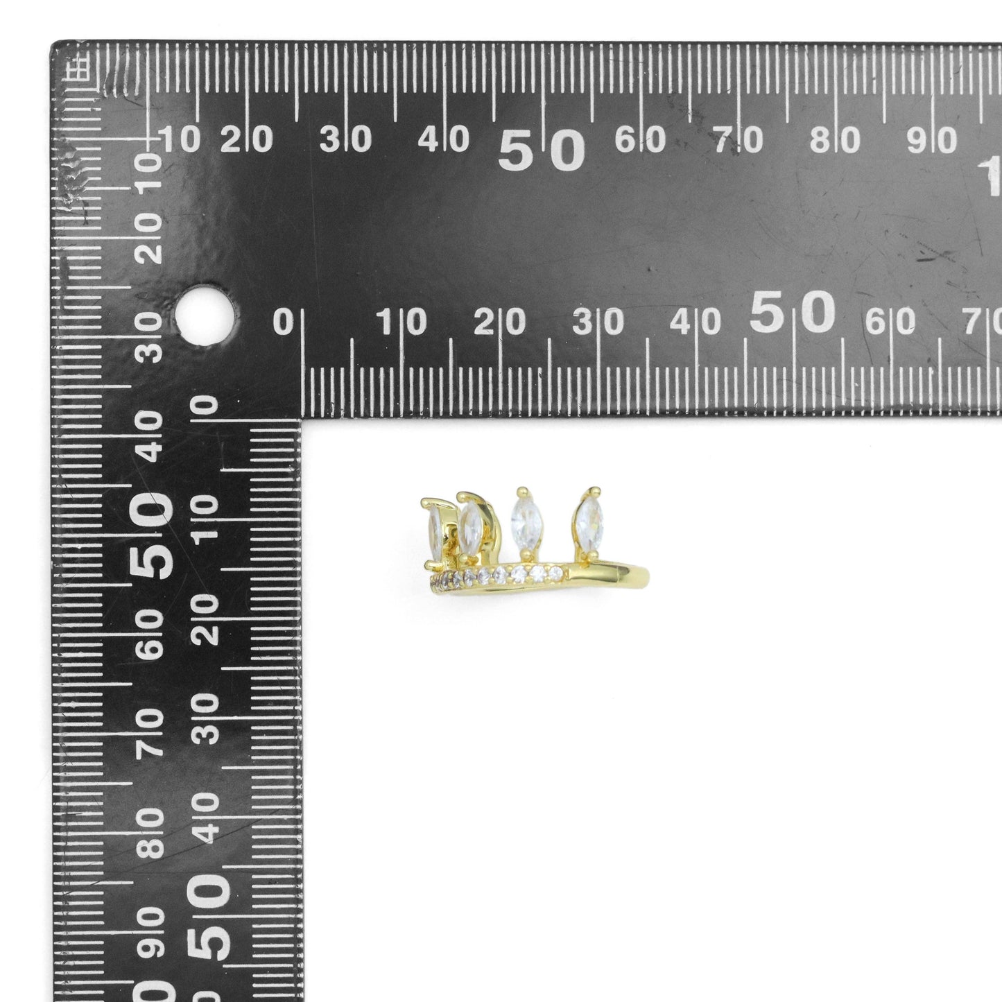 Eye Shape CZ Crown Adjustable Ring, Sku#A363