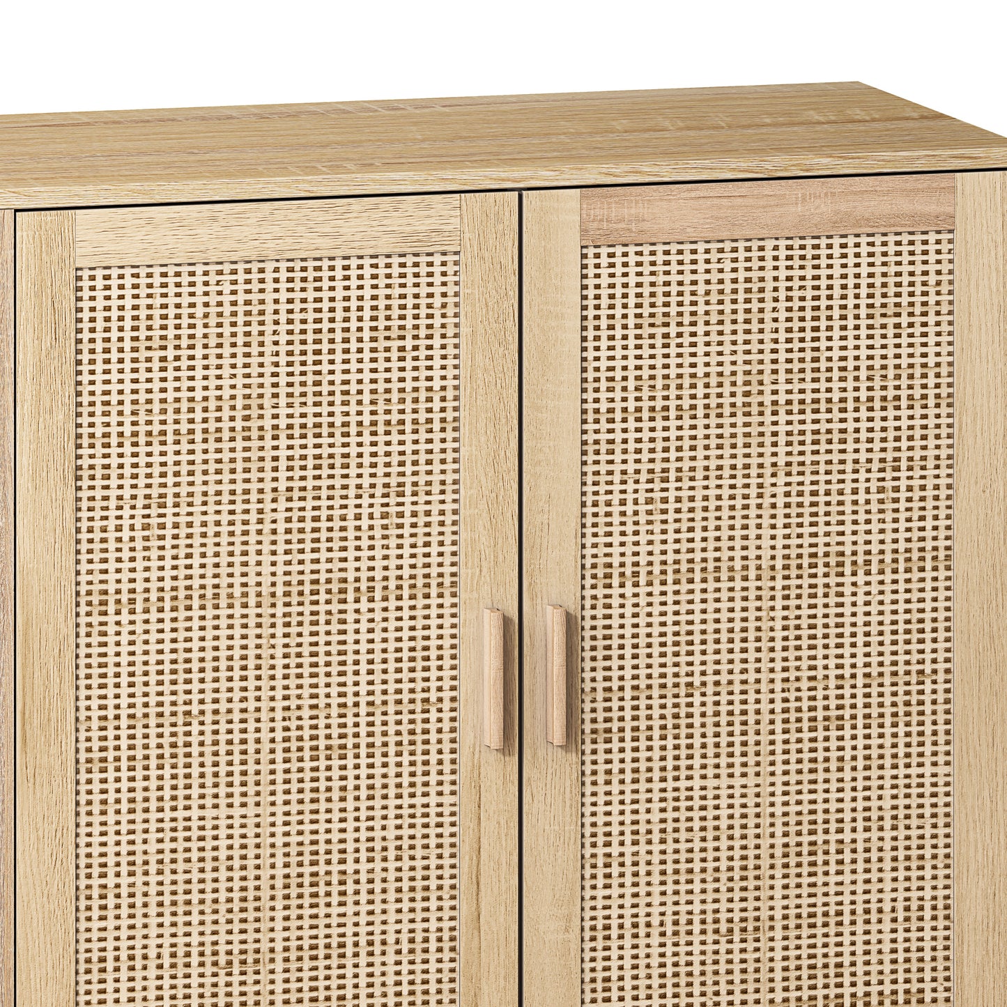 Elegant and Functional 4-Door Rattan Decorative Storage Cabinet
