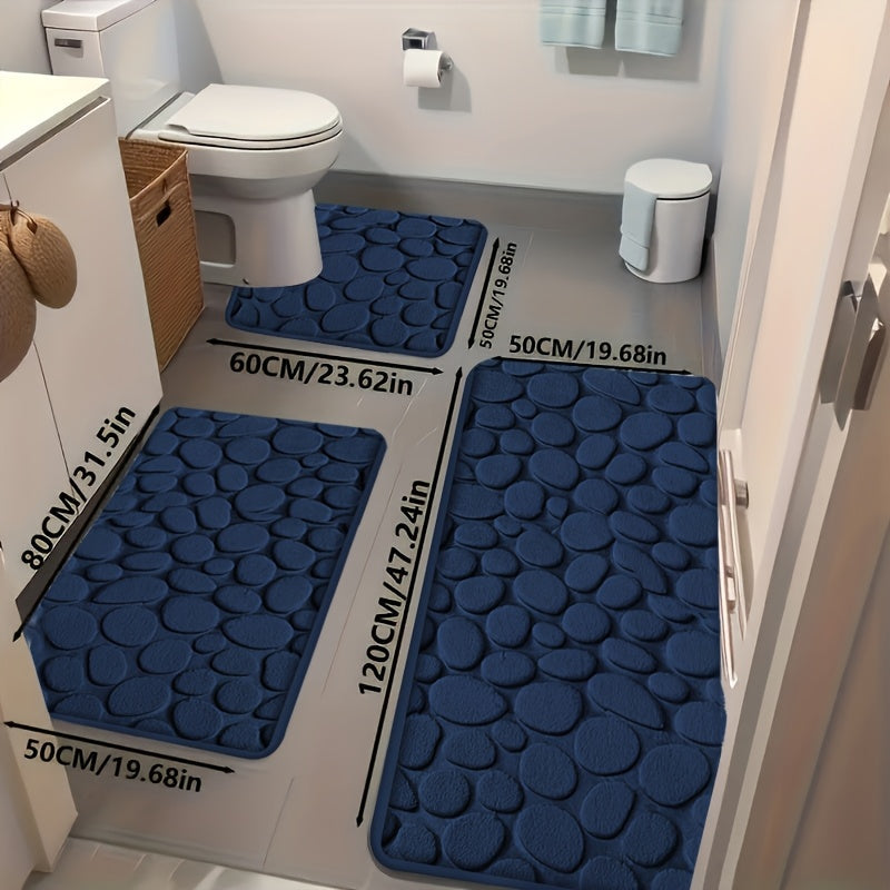 Tapis de bain en mousse à mémoire de forme ultra-douce – Antidérapant, absorbant (Hexagone gris)