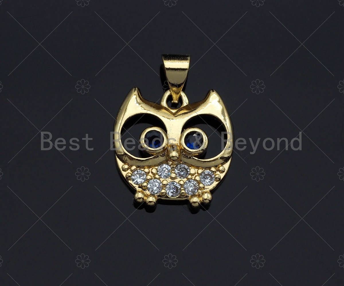 Gold Owl Charms, Dainty Owl Charms, Owl Pendant, Gold Charm, Gold Pendant, Necklace Charms, 15x16mm, Sku#LK96