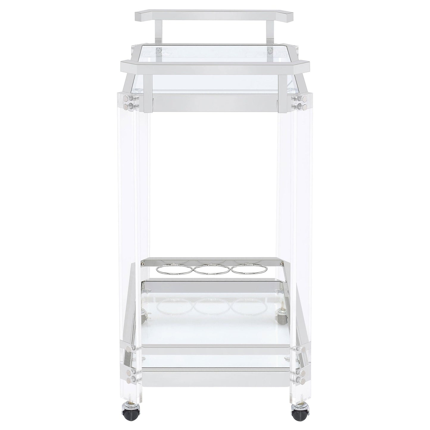 Jefferson 2-tier Glass Shelf Acrylic Bar Cart Chrome