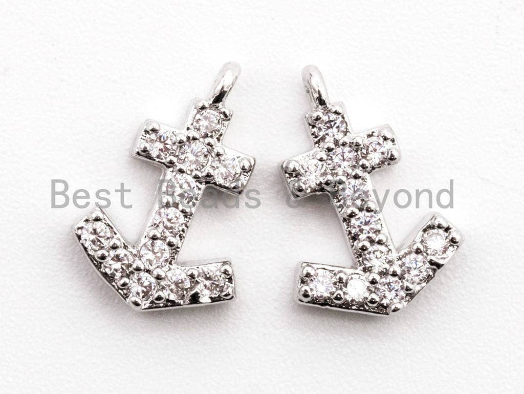 CZ Micro Pave Small Arrows Pendant/Charm, Cubic Zirconia Pendant Charm in Gold Rose Gold Black Silver Color, 7x10mm, sku#B76