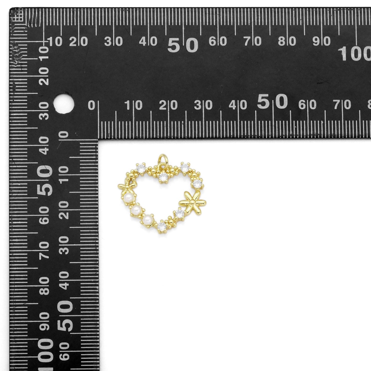 Pearl Flower Heart  Pendant Charm, Sku#LK885