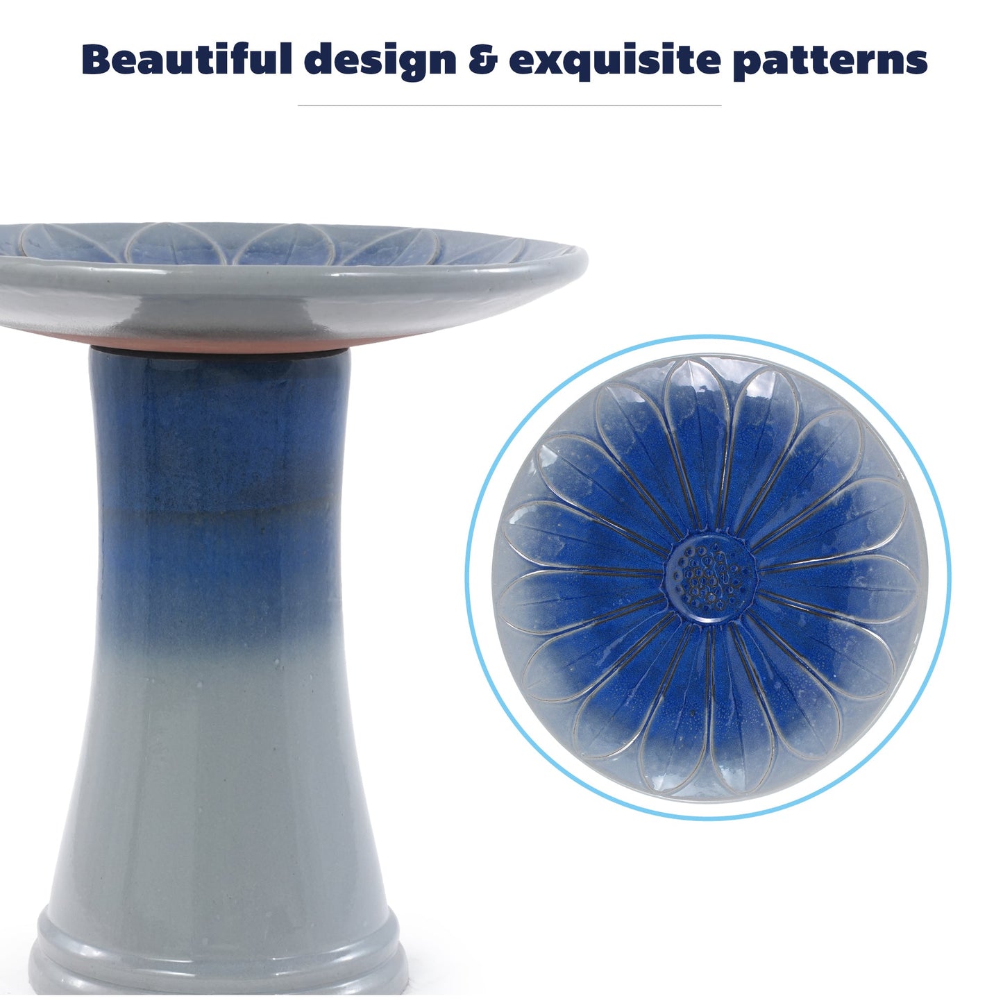 Handmade Glazed Ceramic Bird Bath