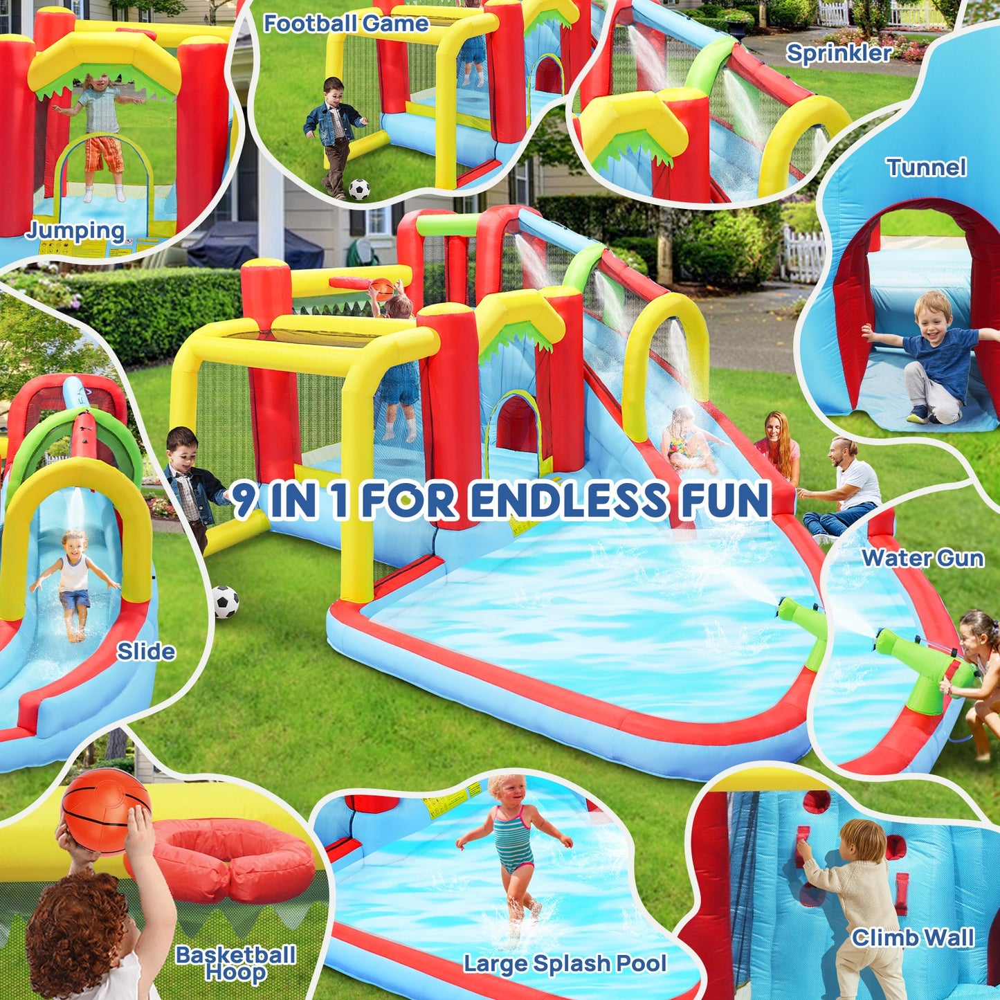 9 in1 Inflatable Slide Water Park Bouncing House