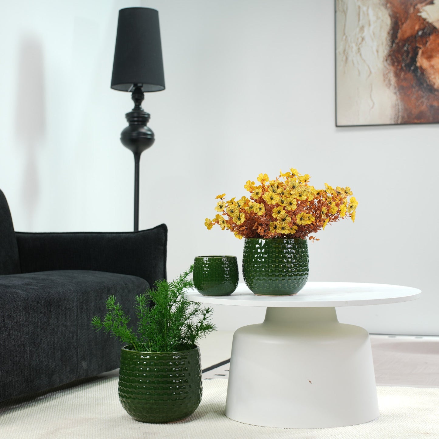 Handmade Glazed Ceramic Planter Set of 3
