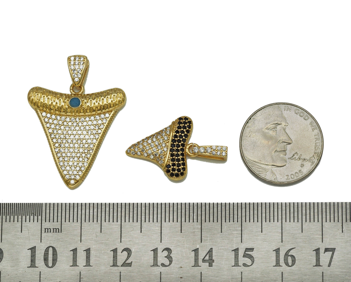 CZ Shark Tooth Charm, Sku#LX60