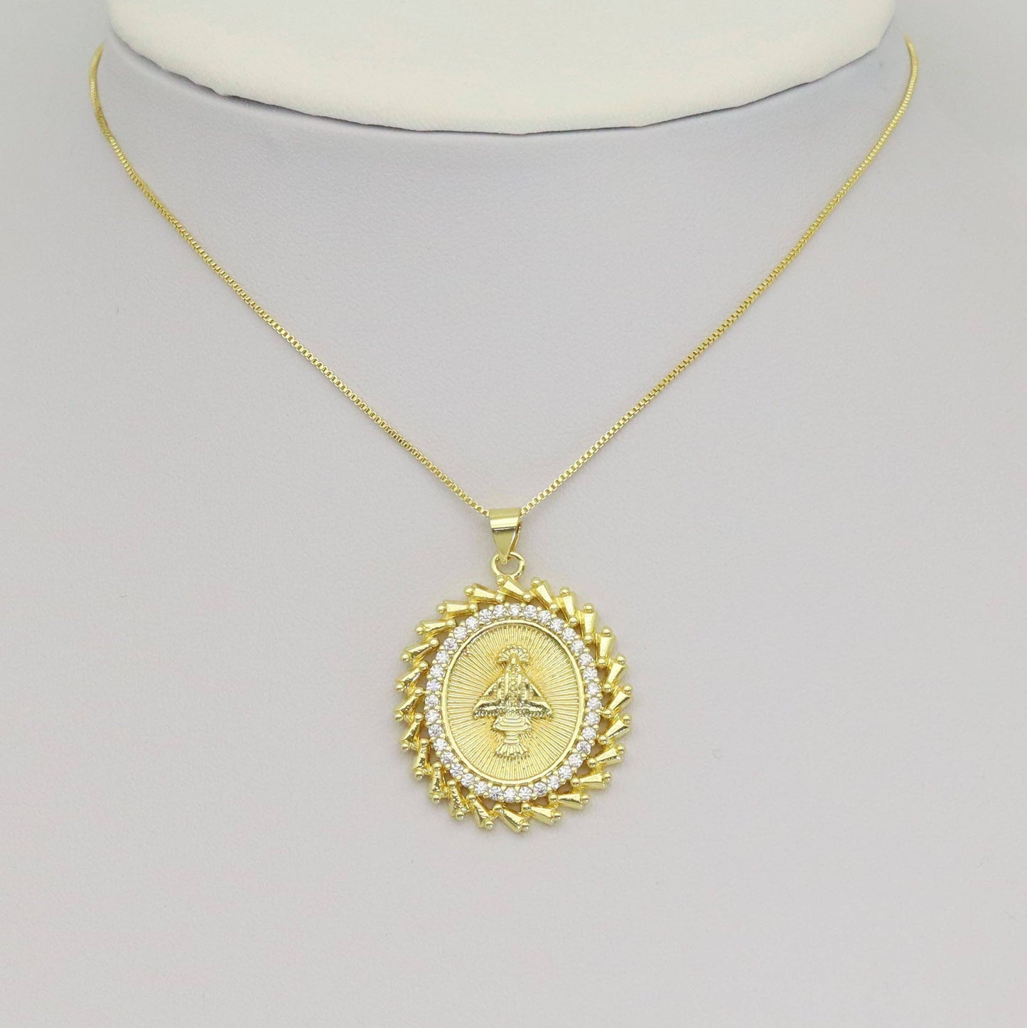 Clear CZ Oval CZ Saint Charm, Sku#LK940