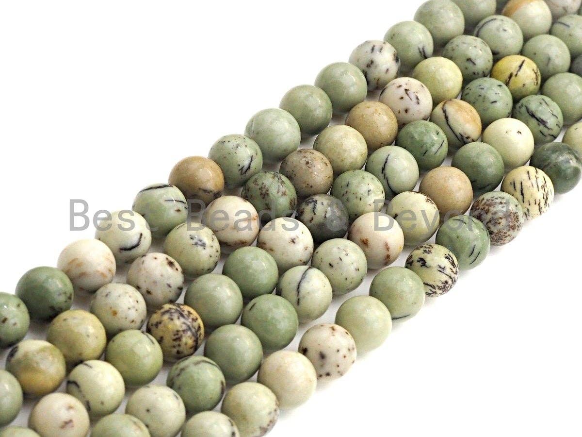Natural Pine Jasper, Round Smooth 6mm/8mm/10mm/12mm, 15.5" Full Strand, sku#U630c