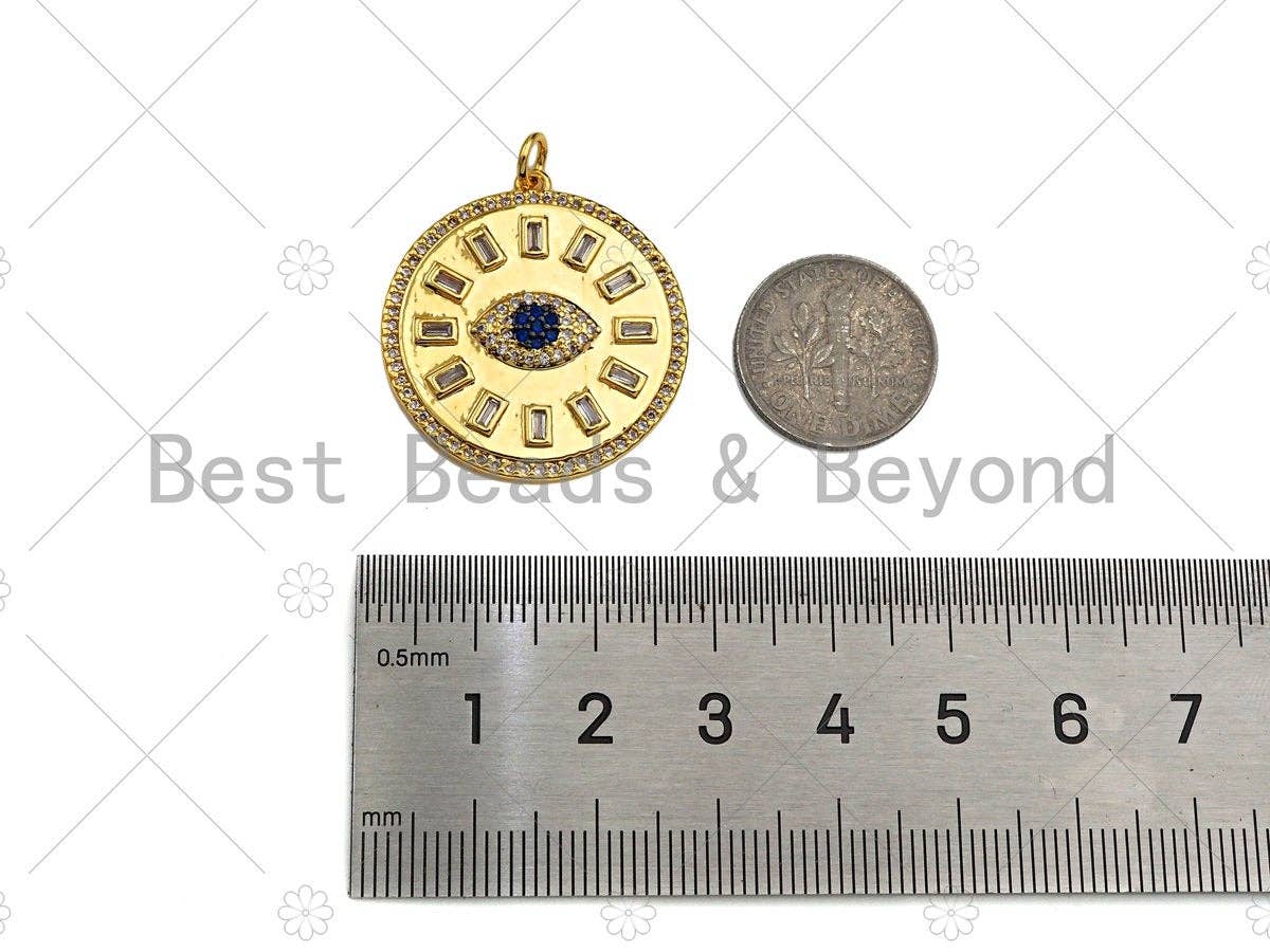 Bagutte CZ Micro Pave Evil Eye Large Pendant/Charm,Cubic Zirconia Charm, Necklace Bracelet Charm Pendant,26x28mm, Sku#L425