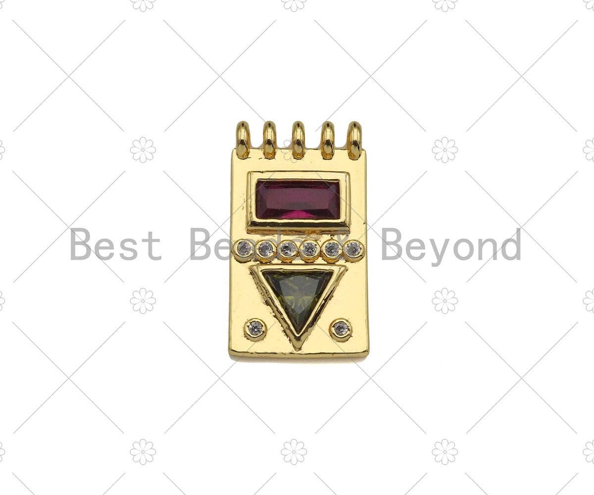 Gold Filled Triangle CZ On Rectangle Shape Pendant,18K Gold Filled Micro Pave CZ Charm, Necklace Bracelet Charm Pendant,13x23mm,Sku#Z1345