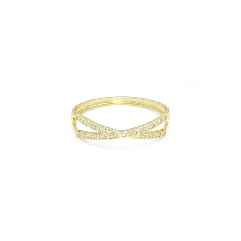 CZ Criss Cross rectangle CZ Bracelet, Sku#LK1145